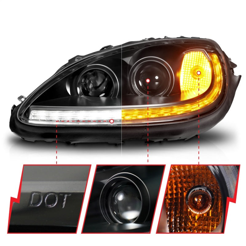 Load image into Gallery viewer, ANZO 05-13 Chevrolet Corvette Projector Headlights w/switchback & Sequential LED - Black Amber