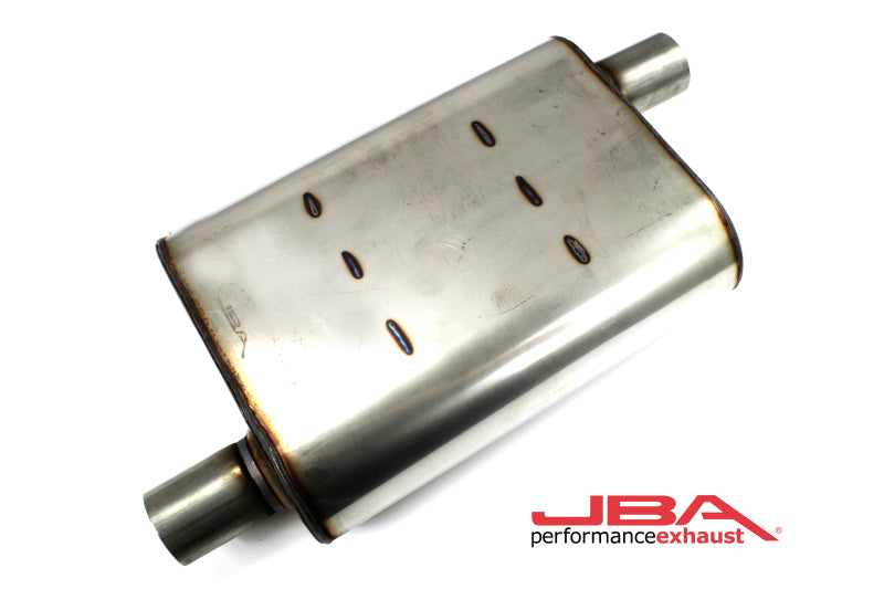 Load image into Gallery viewer, JBA Universal Chambered Style 304SS Muffler 13x9.75x4 2in Inlet Diameter Offset/Offset