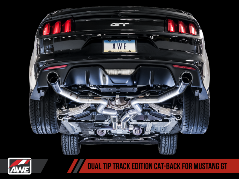Load image into Gallery viewer, AWE Tuning S550 Mustang GT Cat-Back Exhaust - Track Edition (Chrome Silver Tips)