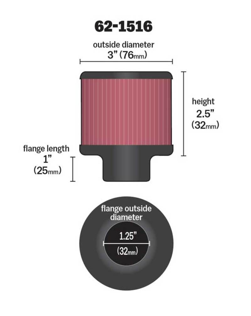 Load image into Gallery viewer, K&N 1in Flange L x 3in OD x 2.5in Height Clamp On Crankcase Vent Filter