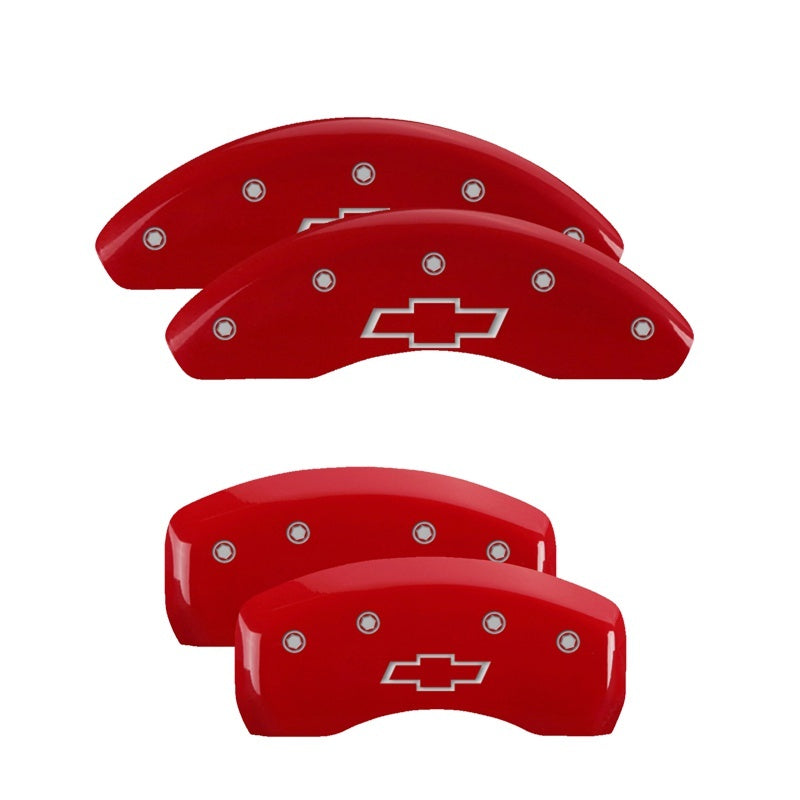 Load image into Gallery viewer, MGP 2 Caliper Covers Engraved Front MGP Yellow Finish Black Char 2005 Chevy Silverado 1500