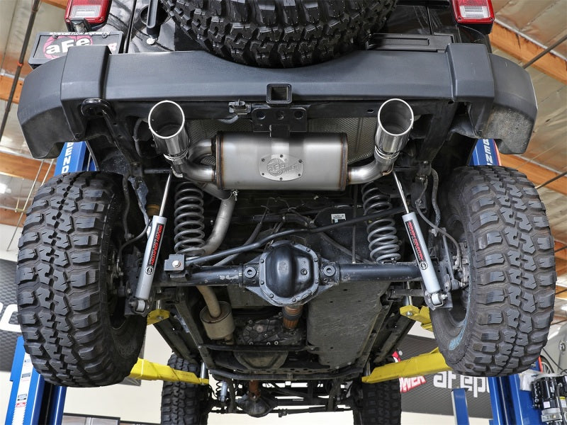 Load image into Gallery viewer, aFe Rebel Series 2.5in 409 SS Axle-Back Exhaust w/Polished Tips 07+ Jeep Wrangler (JK) V6 3.6L/3.8L