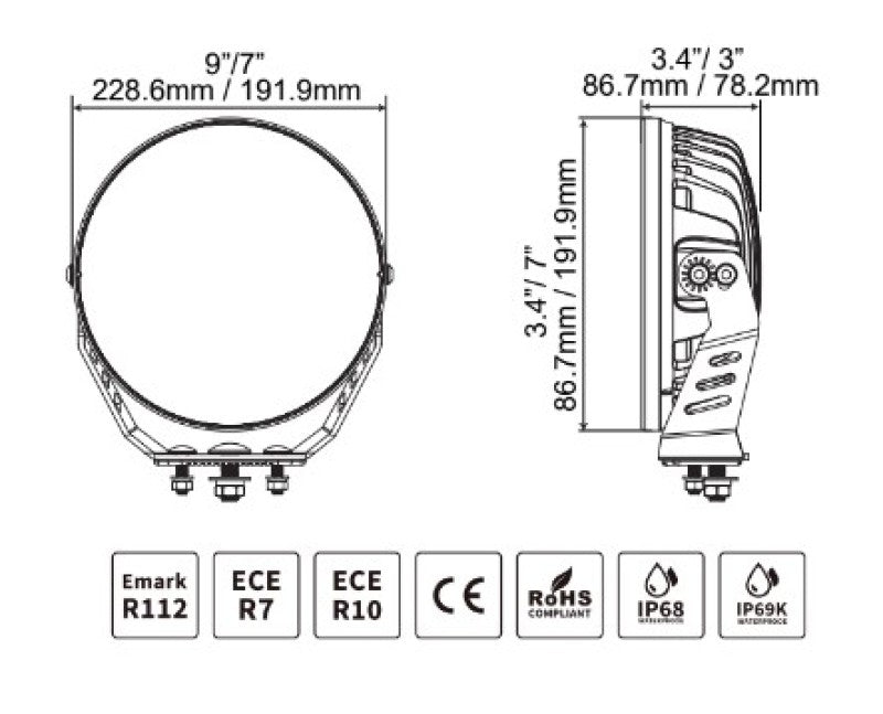 Load image into Gallery viewer, Go Rhino Xplor Blackout Series Round LED Driving Light w/DRL (Surface/Threaded Stud Mnt) 7in. - Blk