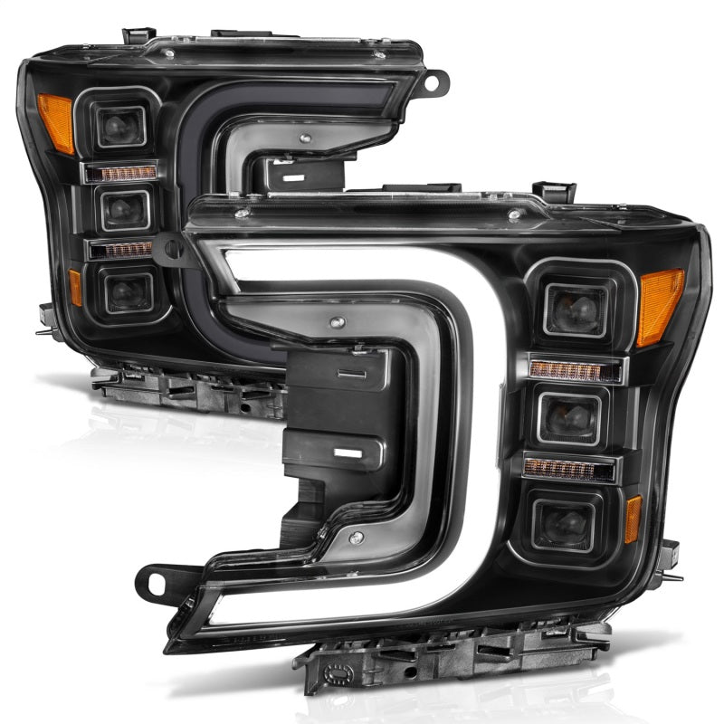 Load image into Gallery viewer, ANZO 18-20 Ford F-150 Full Led Projector Smoke Bar Style Headlights Black Amber
