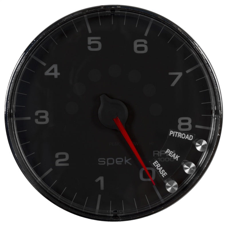 Load image into Gallery viewer, Autometer Spek-Pro Gauge Tachometer 5in 8K Rpm W/Shift Light & Peak Mem Black/Chrome