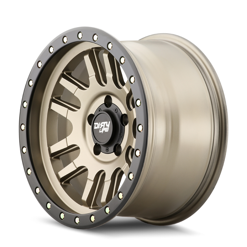 Load image into Gallery viewer, Dirty Life 9309 Canyon Pro 17x9/5x127 BP/-12mm Offset/71.5mm Hub Satin Gold Wheel - Beadlock