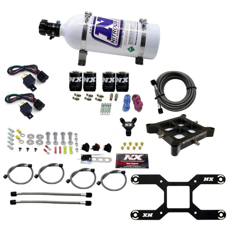 Load image into Gallery viewer, Nitrous Express 4150 Dual Stage Billet Crossbar Nitrous Kit (50-300 & 100-500HP) w/5lb Bottle