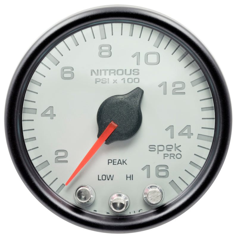 Load image into Gallery viewer, Autometer Spek-Pro Gauge Nitrous Press 2 1/16in 1600psi Stepper Motor W/Peak & Warn Wht/Blk