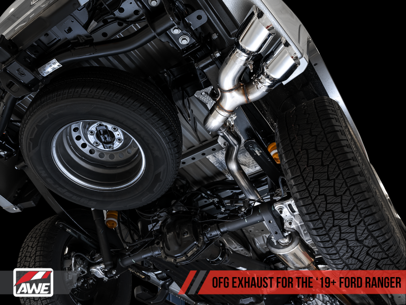 Load image into Gallery viewer, AWE Tuning 2019+ Ford Ranger 0FG Performance Exhaust System w/Chrome Silver Tips & Bash Guard