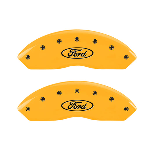 MGP 4 Caliper Covers Engraved F & R Oval Logo/Ford Yellow Finish Black Char 2002 Ford Explorer Sport