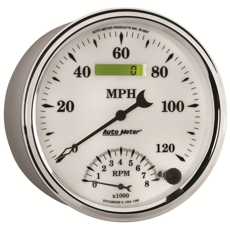 Load image into Gallery viewer, AutoMeter Gauge Tach/Speedo 5in. 120MPH & 8K RPM Elec. Program Old Tyme White II