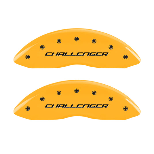 MGP 4 Caliper Covers Engraved Front & Rear Block/Challenger Yellow finish black ch