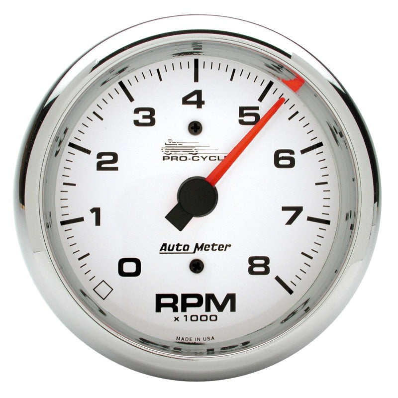 Load image into Gallery viewer, Autometer Pro-Cycle Gauge Tach 3 3/4in 8K Rpm 2&4 Cylinder White