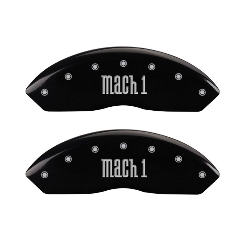 Load image into Gallery viewer, MGP 4 Caliper Covers Engraved Front & Rear Mach 1 Black finish silver ch