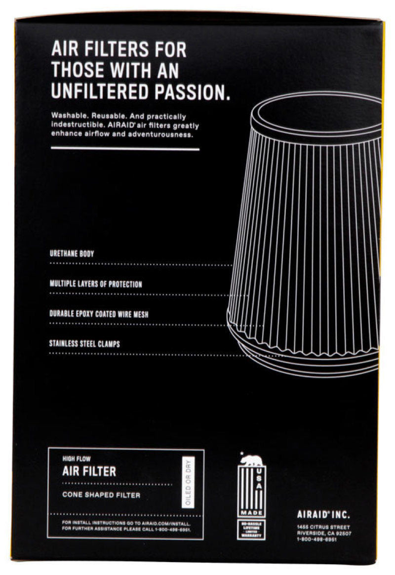 Load image into Gallery viewer, Airaid Universal Air Filter - Cone 4in Flange x 6in Base x 4-5/8in Top x 7in Height - Synthamax