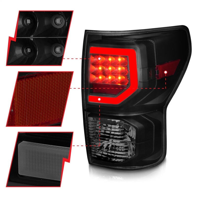 Load image into Gallery viewer, ANZO 07-11 Toyota Tundra Full LED Taillights Black Housing Smoke Lens G2 (w/C light Bars)