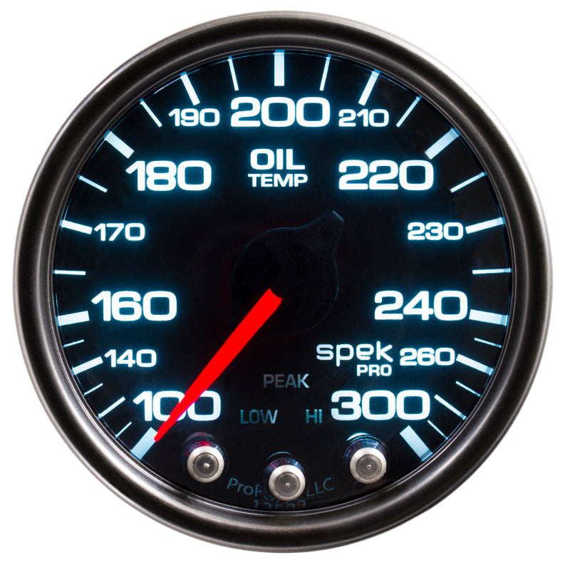 Load image into Gallery viewer, Autometer Spek-Pro Gauge Oil Temp 2 1/16in 300f Stepper Motor W/Peak & Warn Blk/Smoke/Blk