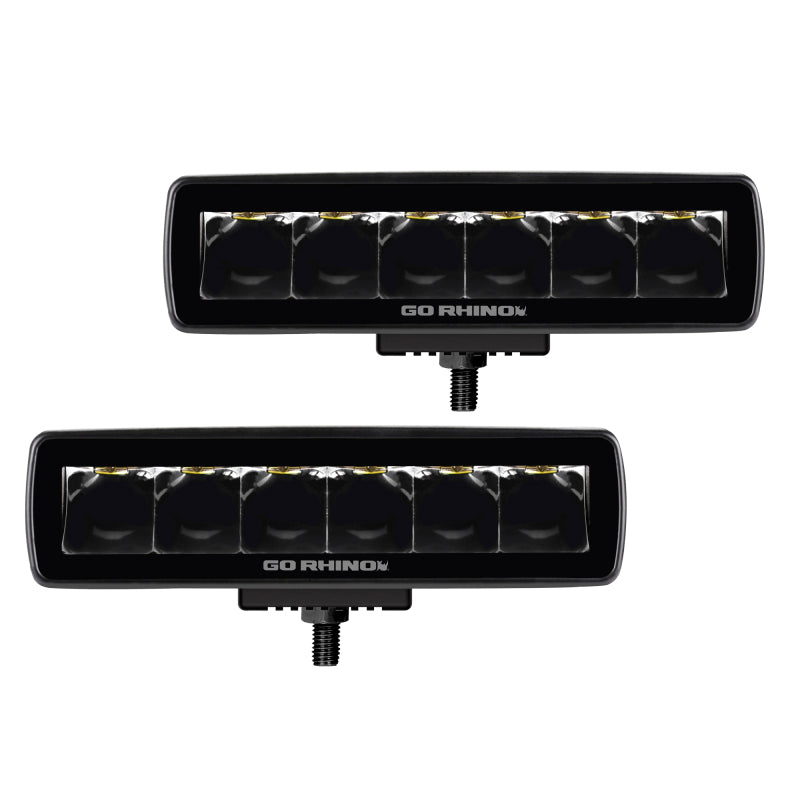 Load image into Gallery viewer, Go Rhino Xplor Blackout Series Sixline LED Spot Light Kit (Surface/Threaded Stud Mount) - Blk (Pair)