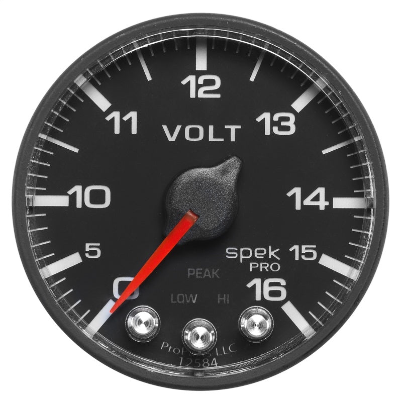 Load image into Gallery viewer, AutoMeter Gauge Voltmeter 2-1/16in. 16V Stepper Motor W/Peak & Warn Blk/Blk Spek-Pro