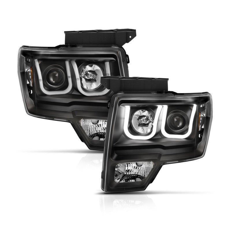Load image into Gallery viewer, ANZO 2009-2014 Ford F-150 Projector Headlights w/ U-Bar Switchback Black w/ Amber