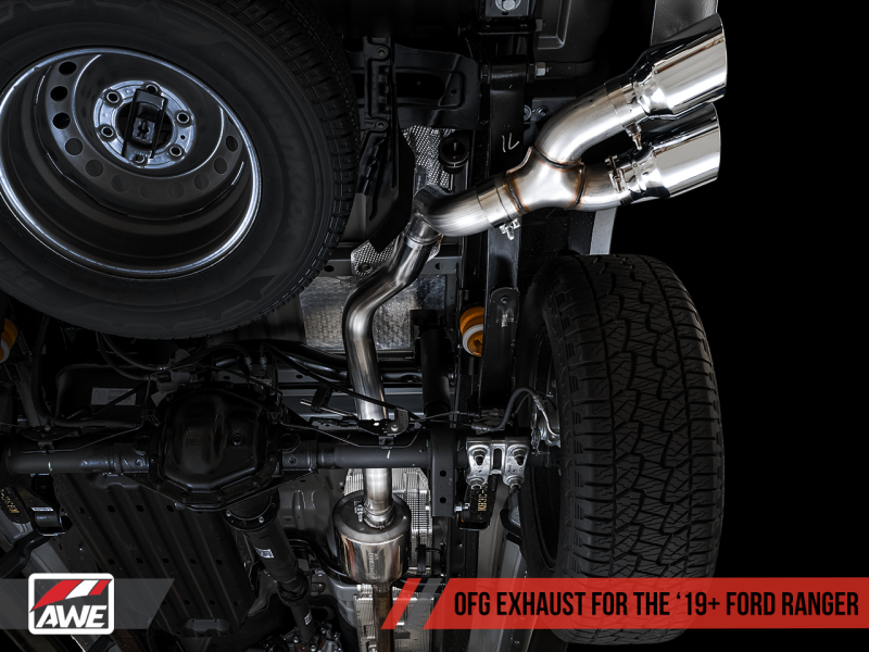 Load image into Gallery viewer, AWE Tuning 2019+ Ford Ranger 0FG Performance Exhaust System w/Chrome Silver Tips & Bash Guard