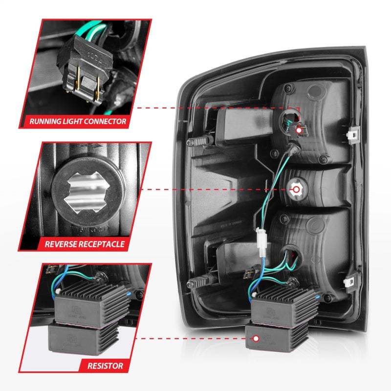 Load image into Gallery viewer, ANZO 15-19 Chevy Silverado 2500HD/3500HD (Halgn Only) LED Tail Lights w/Black Light Bar & Clear Lens