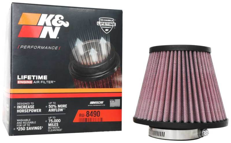 Load image into Gallery viewer, K&N Universal Clamp-On Air Filter 2-3/8in. FLG / 5-3/16in. B / 3-1/2in. T X 4-11/32in. H