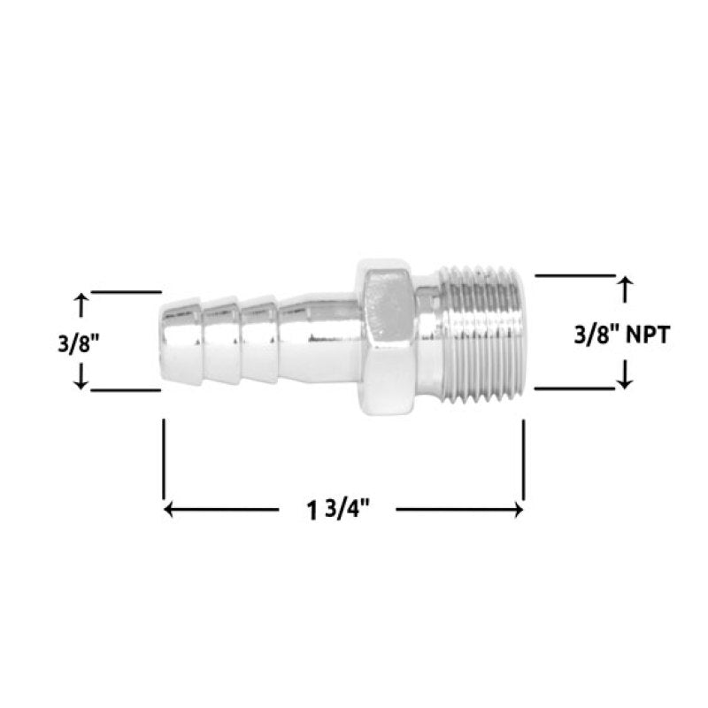 Load image into Gallery viewer, Spectre Fuel Fitting 3/8in. Hose Barb NPT Threads - Chrome