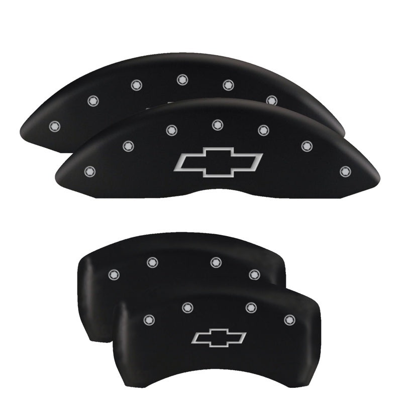 Load image into Gallery viewer, MGP 4 Caliper Covers Engraved Front & Rear Cursive/Challenger Black finish silver ch