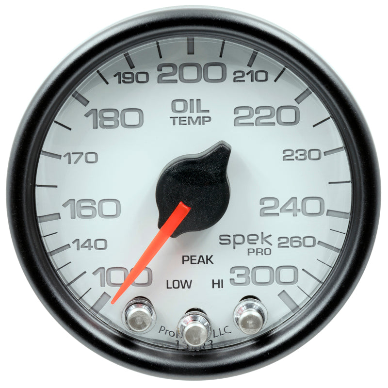 Load image into Gallery viewer, Autometer Spek-Pro Gauge Oil Temp 2 1/16in 300f Stepper Motor W/Peak & Warn Wht/Blk