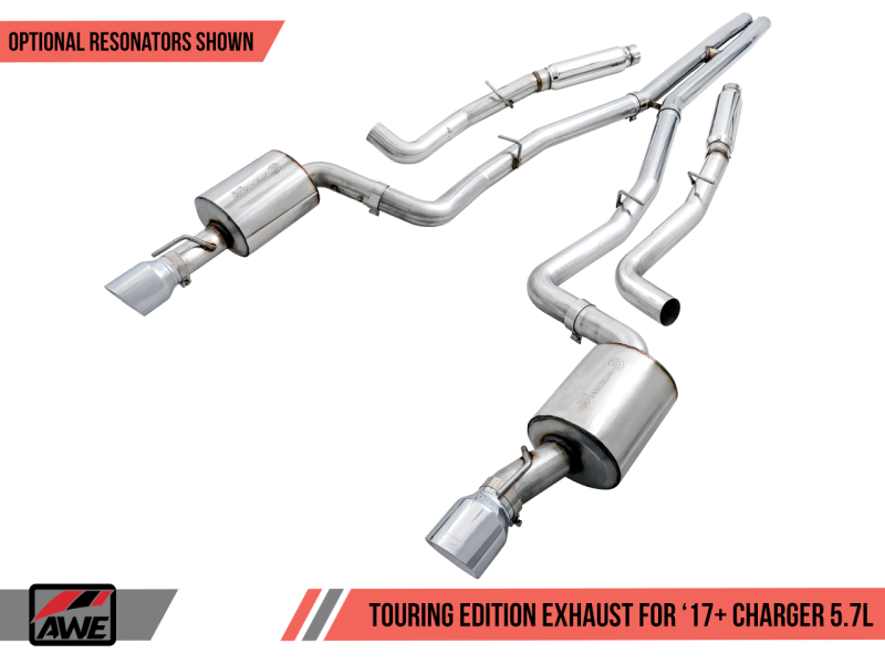 Load image into Gallery viewer, AWE Tuning 2017+ Dodge Charger 5.7L Touring Edition Exhaust - Non-Resonated - Diamond Black Tips
