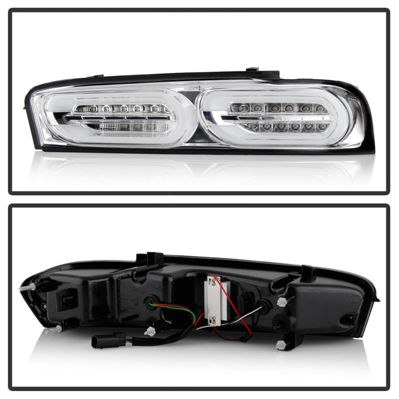 Load image into Gallery viewer, Spyder Chevy Camaro 16-18 Halogen LED Tail Lights Chrome ALT-YD-CCAM16HAL-SEQ-C
