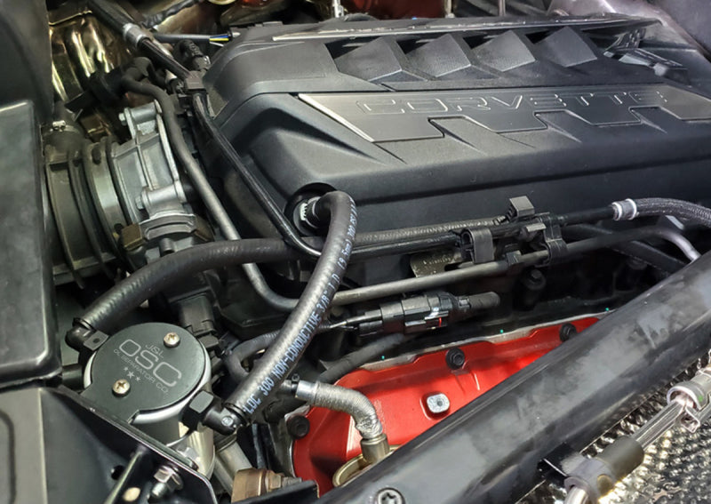 Load image into Gallery viewer, J&L 20-24 Chevrolet Corvette 6.2L LT2 Targa Top Passenger Side Oil Separator 3.0 - Clear Anodize