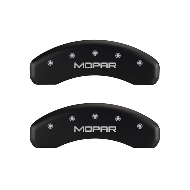 Load image into Gallery viewer, MGP 4 Caliper Covers Engraved Front & Rear MOPAR Red finish silver ch