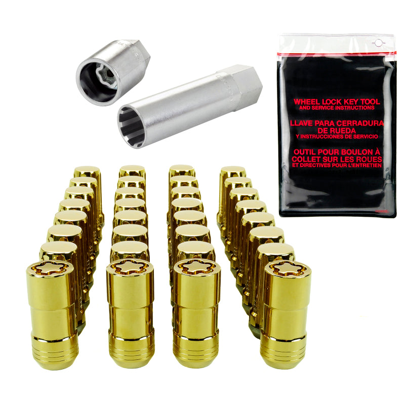 Load image into Gallery viewer, McGard SplineDrive Tuner 8 Lug Install Kit w/Locks & Tool (Cone) M14X1.5 / 1in. Hex - Gold