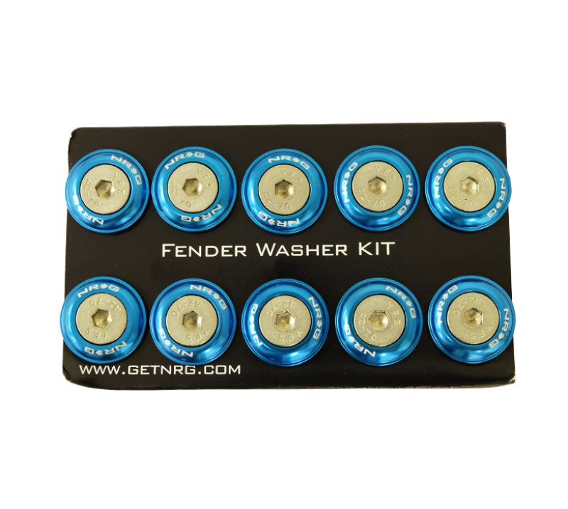Load image into Gallery viewer, NRG Fender Washer Kit w/Rivets For Plastic (Blue) - Set of 10