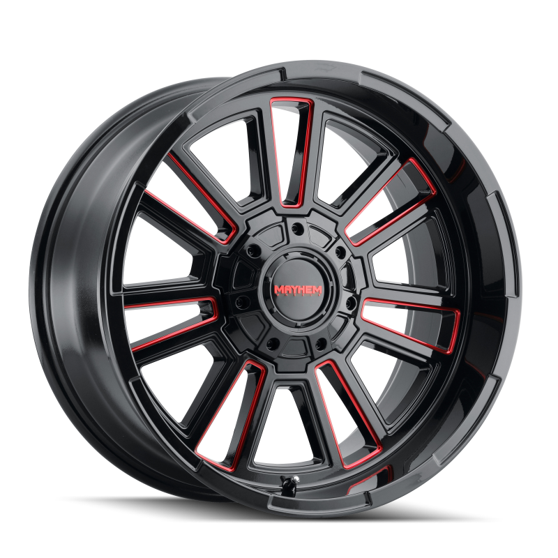 Load image into Gallery viewer, Mayhem 8115 Apollo 20x9 / 8x170 BP / 0mm Offset / 125.2mm Hub Black w/ Prism Red Wheel