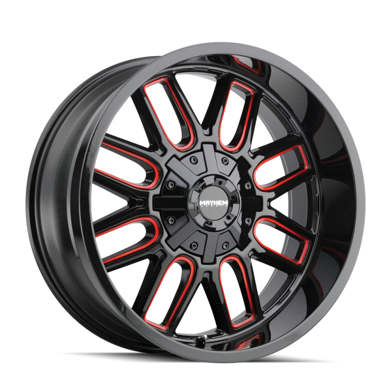 Load image into Gallery viewer, Mayhem 8107 Cogent 20x10 / 5x127 BP / -19mm Offset / 87.1mm Hub Black w/ Prism Red Wheel