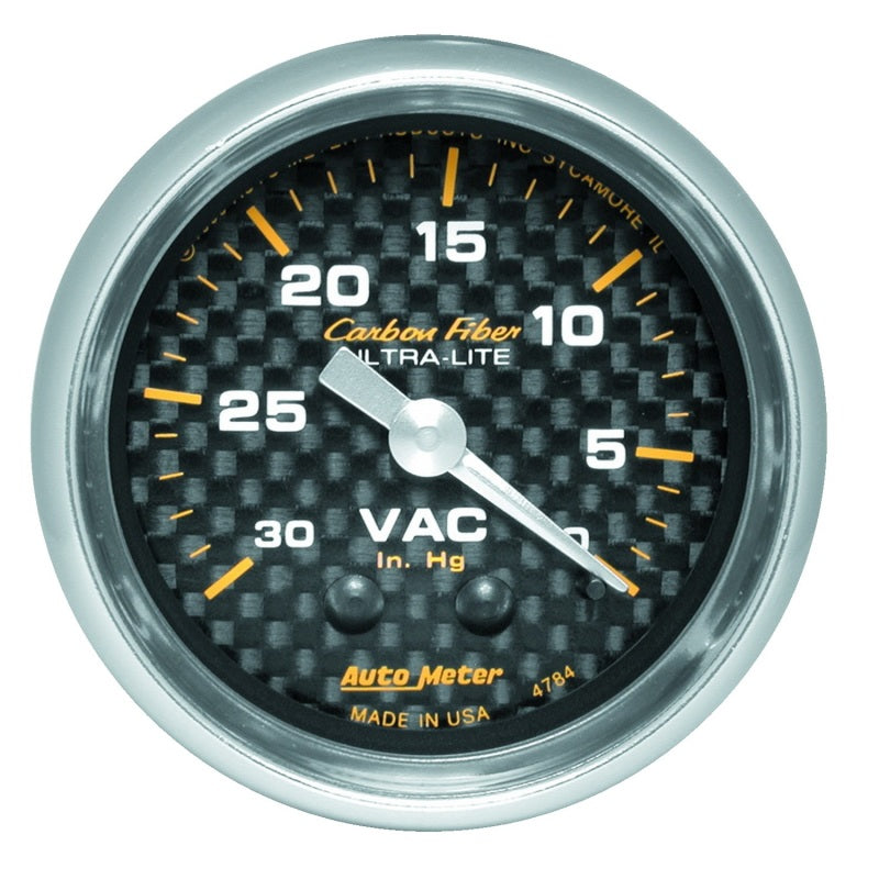 Load image into Gallery viewer, Autometer 2-1/16in Vacuum Gauge Carbon Fiber Mechanical 30Hg