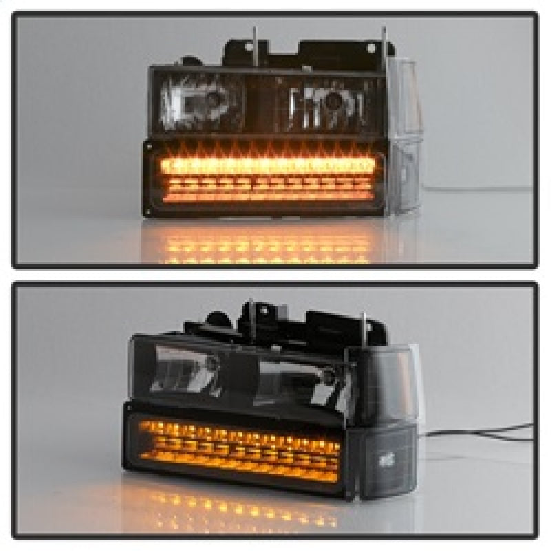 Load image into Gallery viewer, xTune 92-94 Blazer Full Size Corner/LED Bumper Headlights Black HD-JH-CCK88-LED-AM-BK-SET