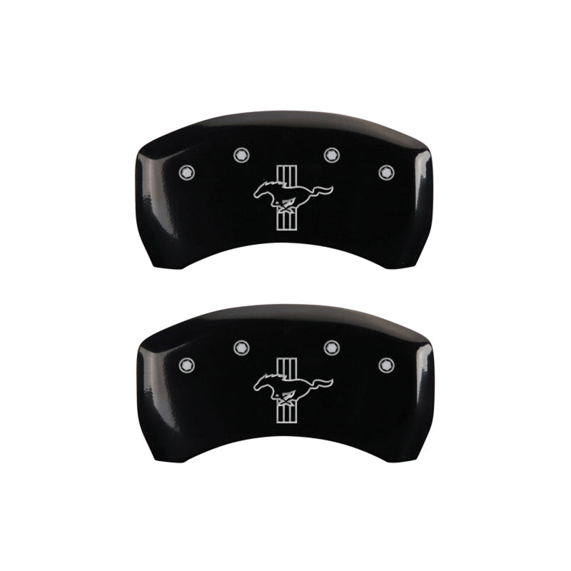 Load image into Gallery viewer, MGP Rear set 2 Caliper Covers Engraved Rear S197/Bar & Pony Black finish silver ch