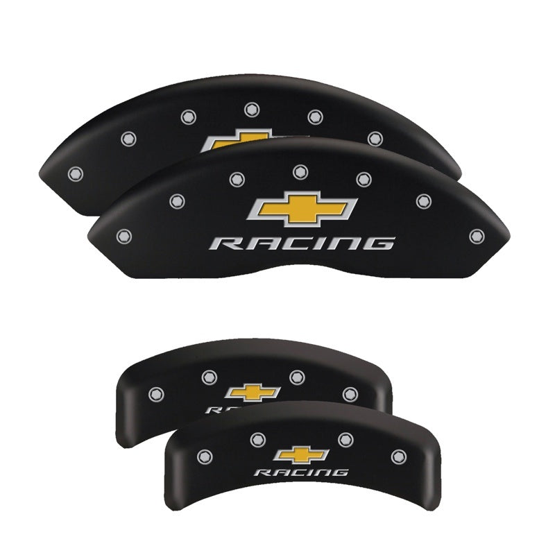 Load image into Gallery viewer, MGP 4 Caliper Covers Engraved Front & Rear Bowtie Red finish silver ch