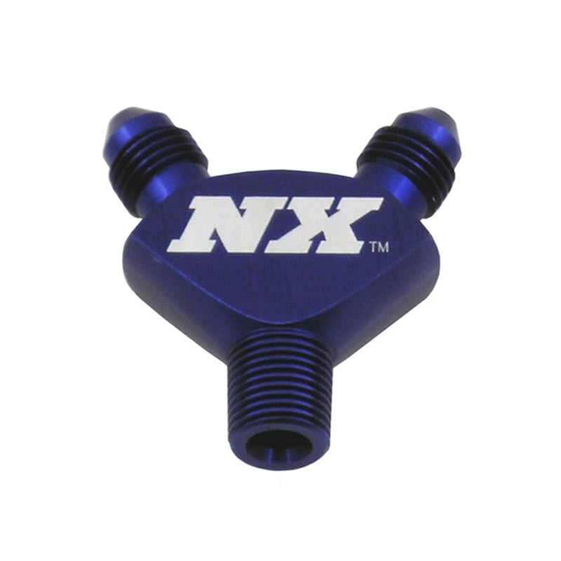 Load image into Gallery viewer, Nitrous Express 1/8NPT x 3AN x 3AN Billet Pure-Flo Y Fitting - Blue