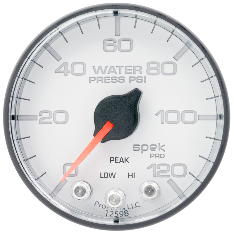Load image into Gallery viewer, Autometer Spek-Pro 2 1/16in 120PSI Stepper Motor W/Peak & Warn White/Black Water Pressure Gauge