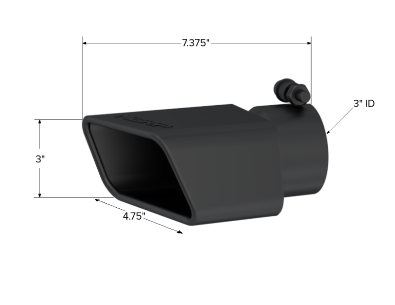 Load image into Gallery viewer, MBRP Universal Tip 4.75inx 3in Rectangle Angled Cut 3in O.D. inlet Pass. Side 7.375in length Black