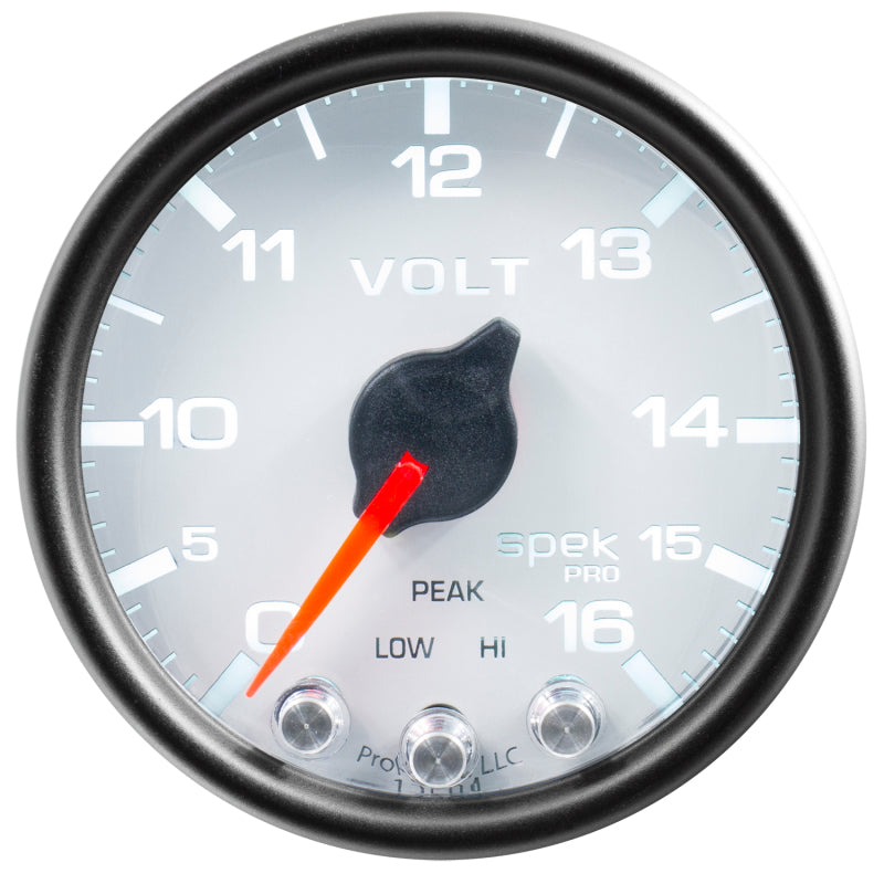 Load image into Gallery viewer, Autometer Spek-Pro Gauge Voltmeter 2 1/16in 16V Stepper Motor W/Peak & Warn Wht/Blk