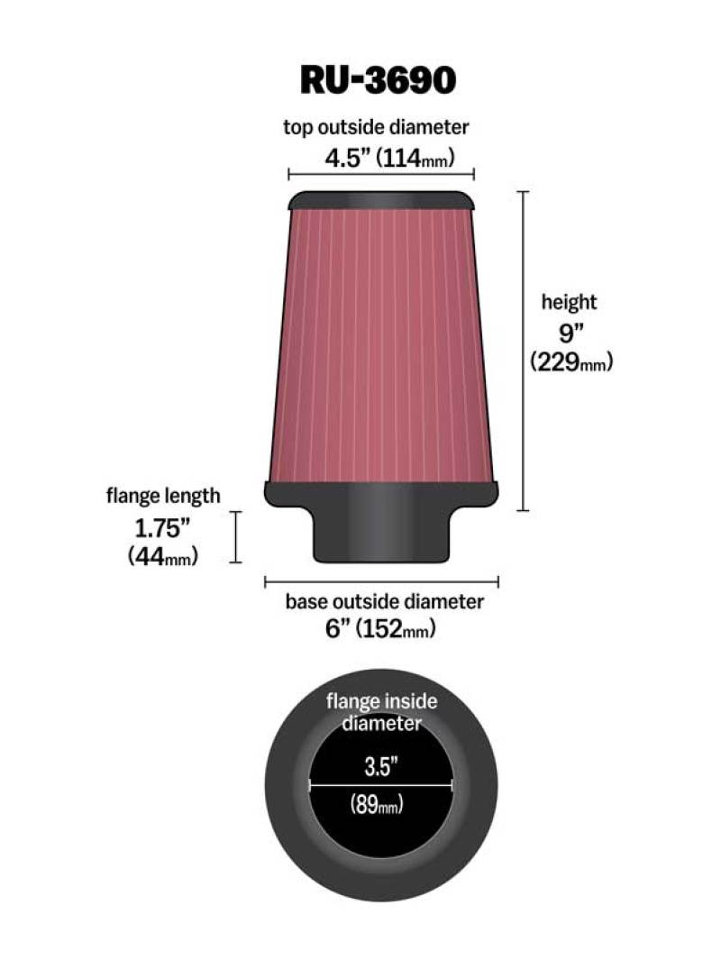 Load image into Gallery viewer, K&N Universal Clamp-On Air Filter 3-1/2in FLG / 6in B / 4-1/2in T / 9in H