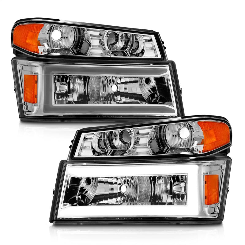 Load image into Gallery viewer, ANZO 04-12 GM Colorado/Canyon/I-Series Crystal Headlights - w/ Light Bar Chrome Housing 4pcs
