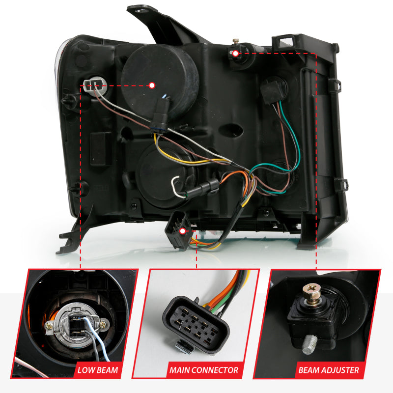 Load image into Gallery viewer, ANZO 2007-2013 GMC Sierra 1500 Projector Headlight Plank Style Chrome w/ Clear Lens Amber