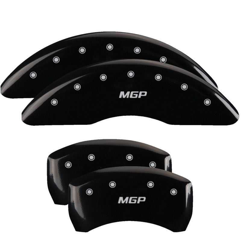 Load image into Gallery viewer, MGP 4 Caliper Covers Engraved Front & Rear MOPAR Black finish silver ch